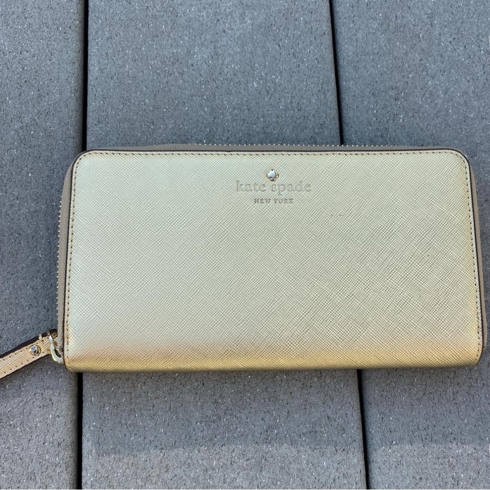 Kate Spade Metallic Gold Wallet / Wristlet; never used